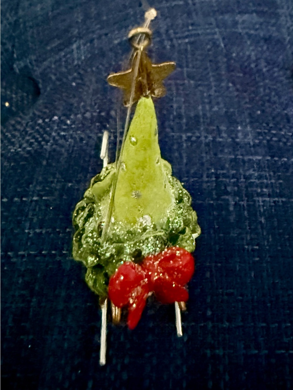Holiday Green Resin Tree Ornament with Red Bow - Home Accents